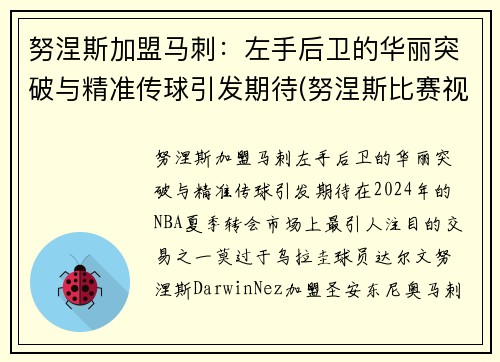 努涅斯加盟马刺：左手后卫的华丽突破与精准传球引发期待(努涅斯比赛视频)